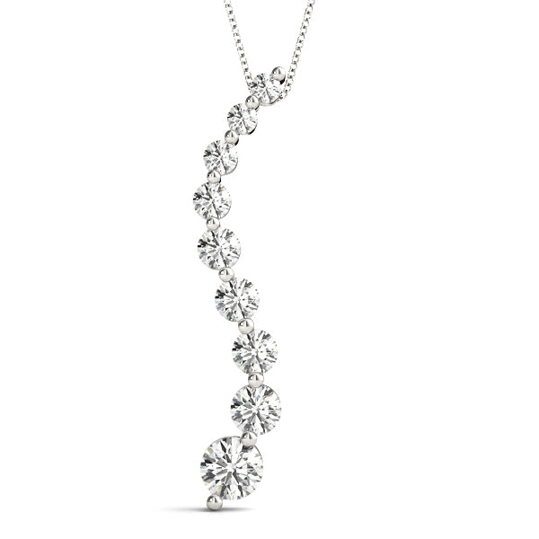 14K White Gold Diamond Journey Pendant