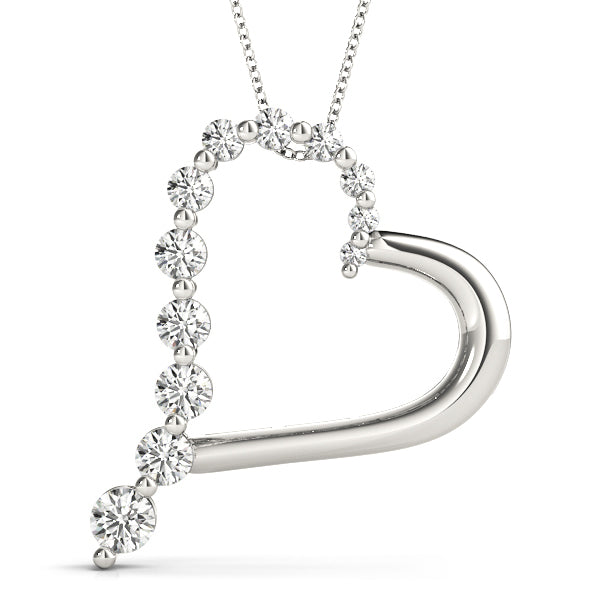 14K White Gold Lab Diamond Heart Pendant