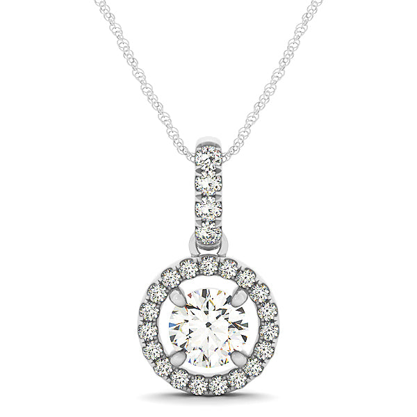White Gold Lab Diamond Halo Pendant Jewelry