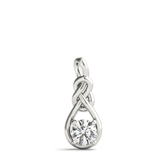 White Platinum 1CT Lab Diamond Love Knot Pendant
