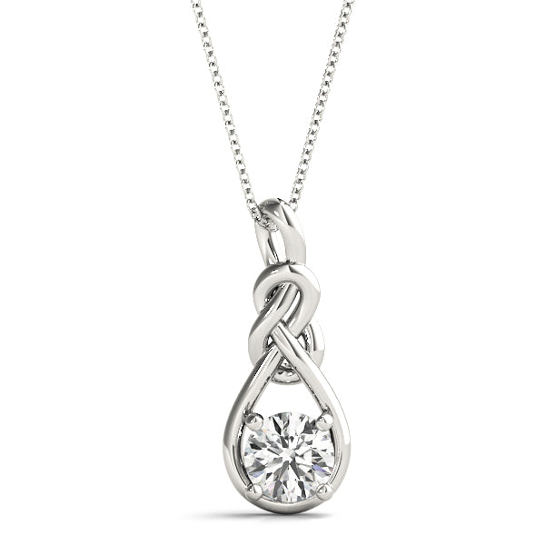 White Platinum 1CT Lab Diamond Love Knot Pendant