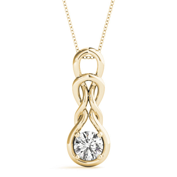 18K Yellow Gold Diamond Love Knot Pendant