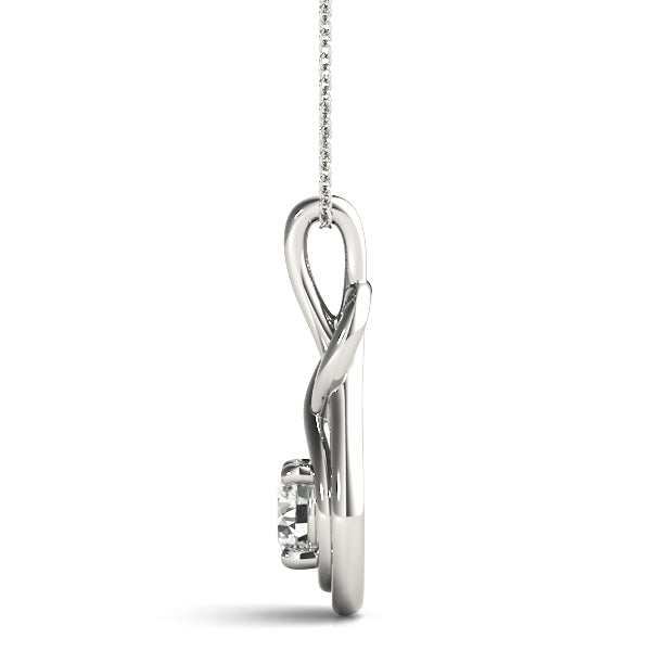 14K White Gold Diamond Love Knot Pendant