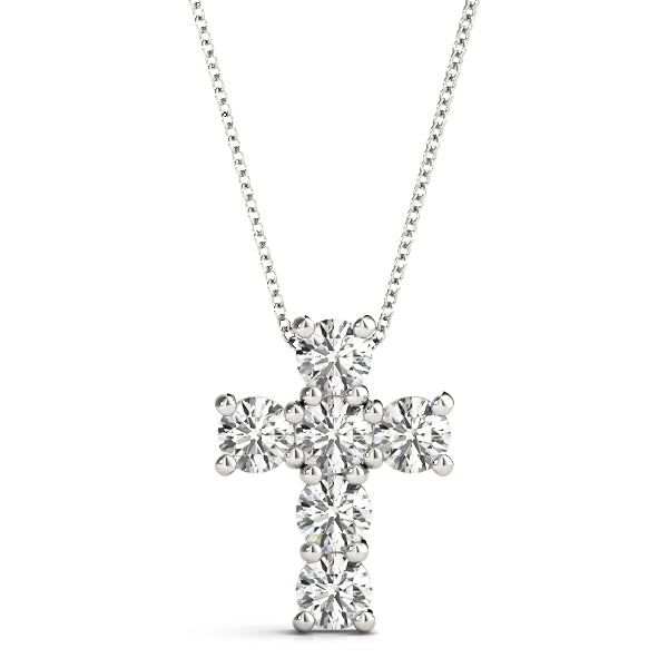 White Platinum Diamond Cross Pendant Jewelry