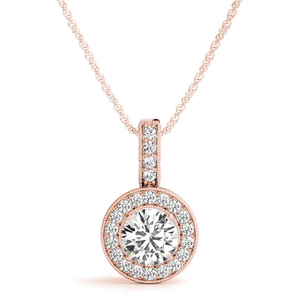 Rose Gold Lab Diamond Halo Pendant - 0.24 CTW