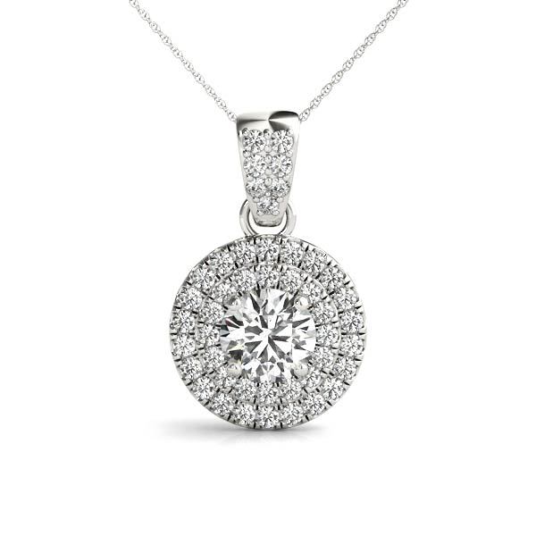White Gold Round Diamond Halo Pendant