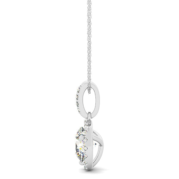 White Gold Round Diamond Halo Pendant