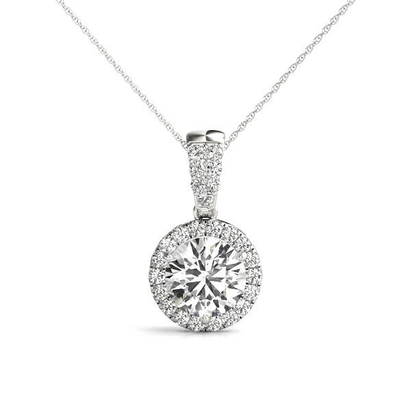 White Gold Round Diamond Halo Pendant