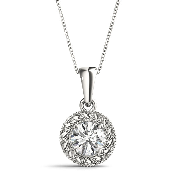 1 CT Lab Diamond 14K White Gold Pendant