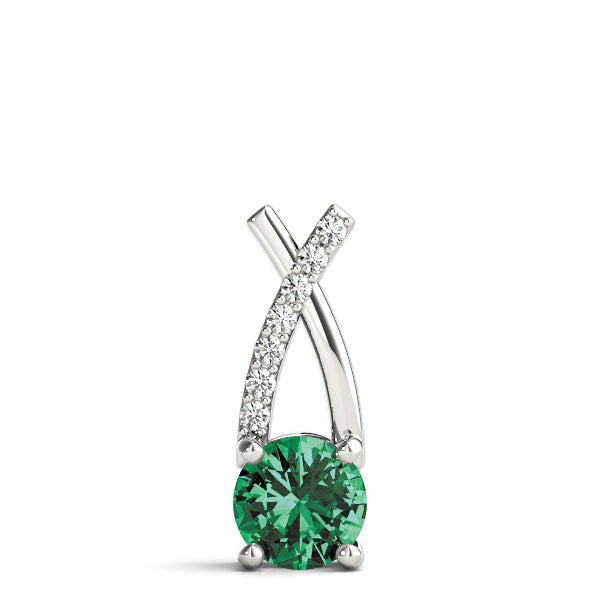 14K White Gold Multi-Diamond Round Pendant