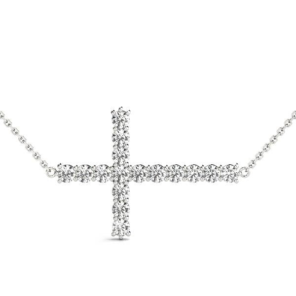 White Platinum Diamond Cross Pendant Religious Jewelry
