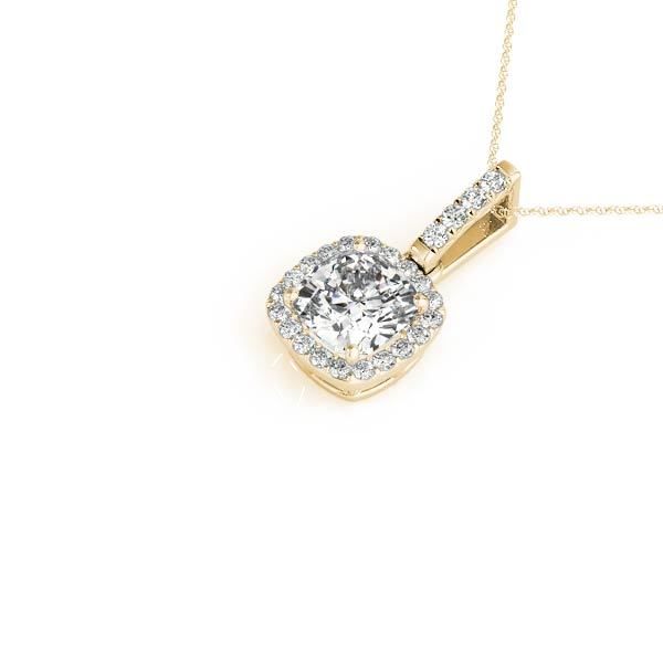 Yellow Gold Diamond Halo Pendant | Lab Grown