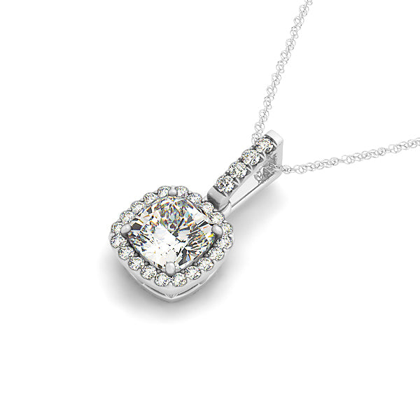 18K White Gold Diamond Halo Pendant