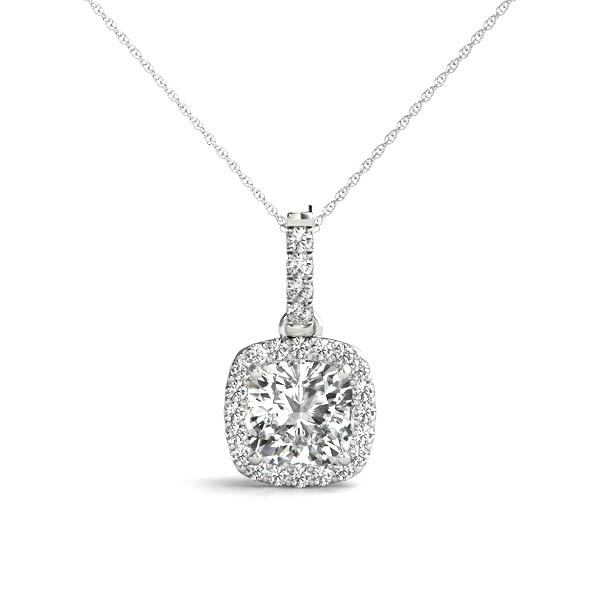 18K White Gold Diamond Halo Pendant