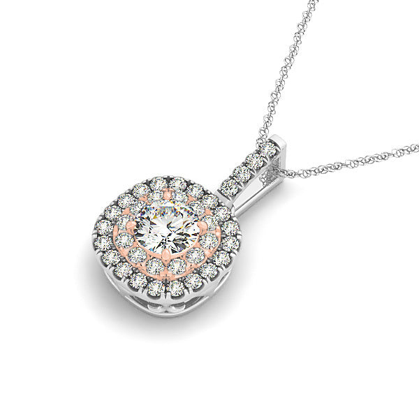 14K White Gold Diamond Halo Pendant