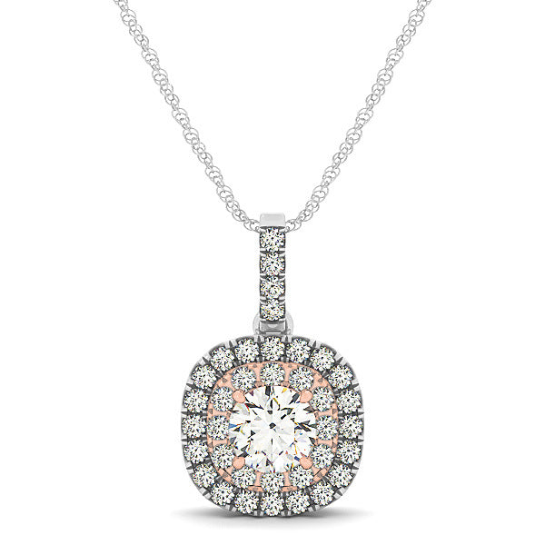 18K White Gold Diamond Halo Pendant