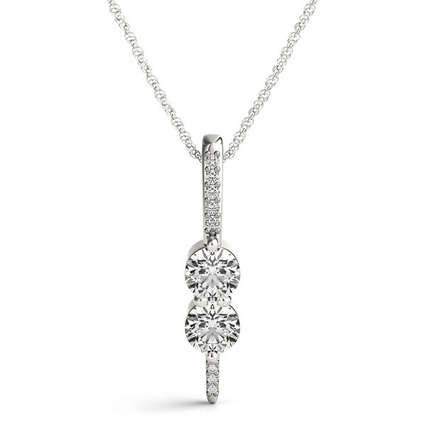 White Platinum Multi-Diamond Two Stone Pendant