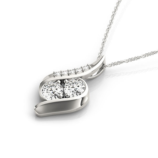Multi-Diamond 14K White Gold Two Stone Pendant