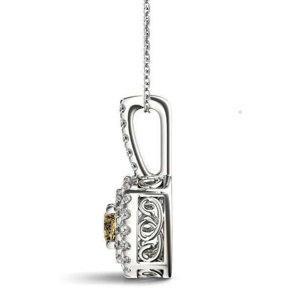 18K White Gold Round Diamond Halo Pendant