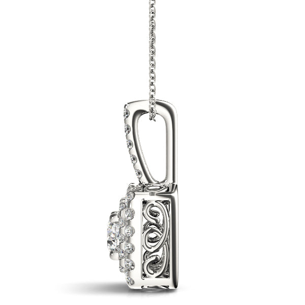 White Gold Round Diamond Halo Pendant