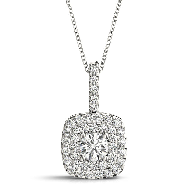 White Gold Round Diamond Halo Pendant
