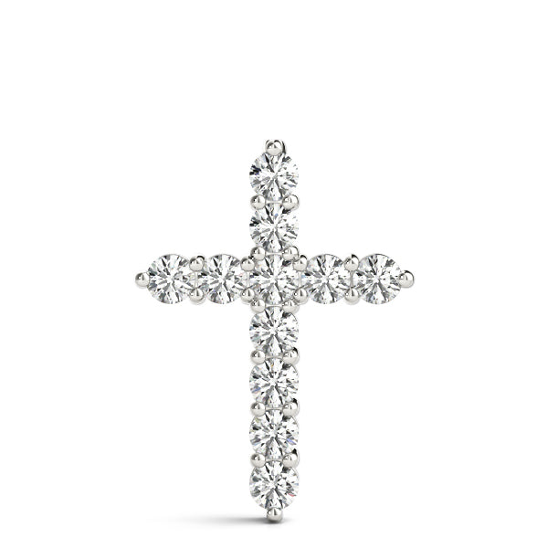 White Gold 11-Diamond Cross Religious Pendant
