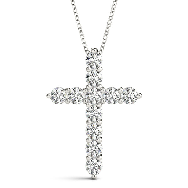 White Platinum 11 Diamond Cross Religious Pendant