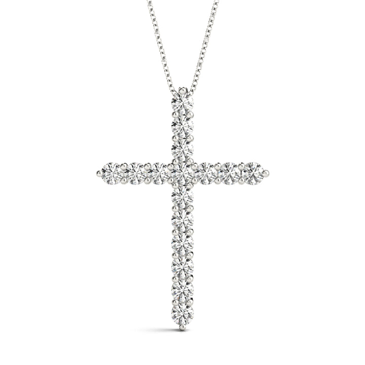 Platinum White Diamond 16 Stone Cross Pendant