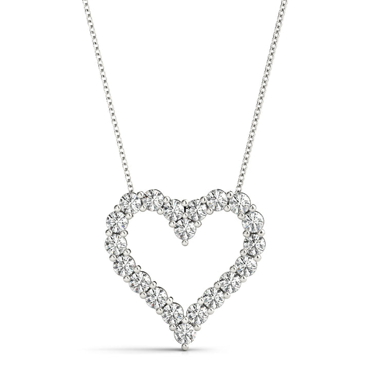 White Gold Diamond Heart Pendant | 20 Stones