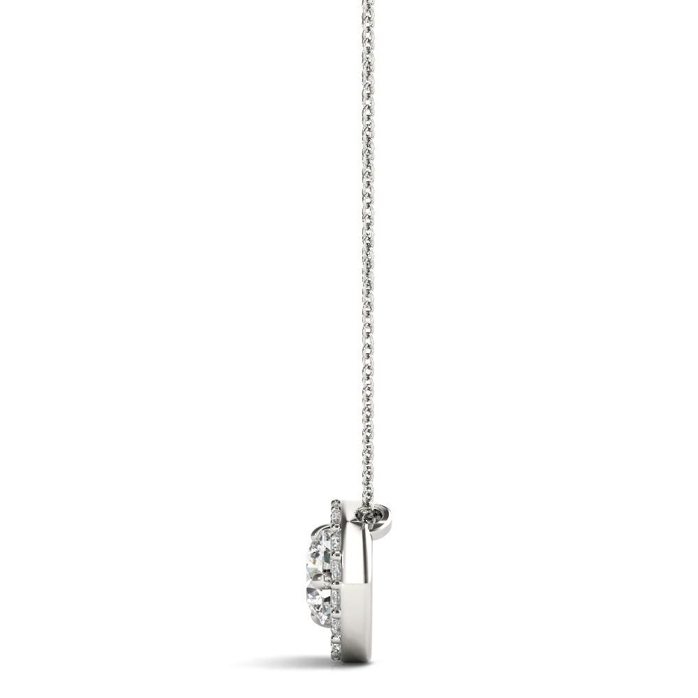 14K White Gold Lab Diamond Round Pendant