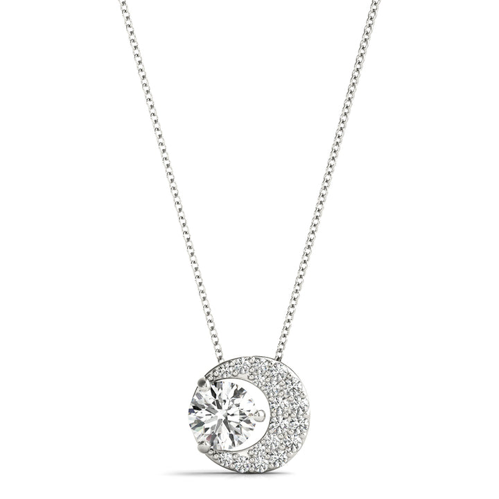 White Platinum Multi-Diamond Round Pendant