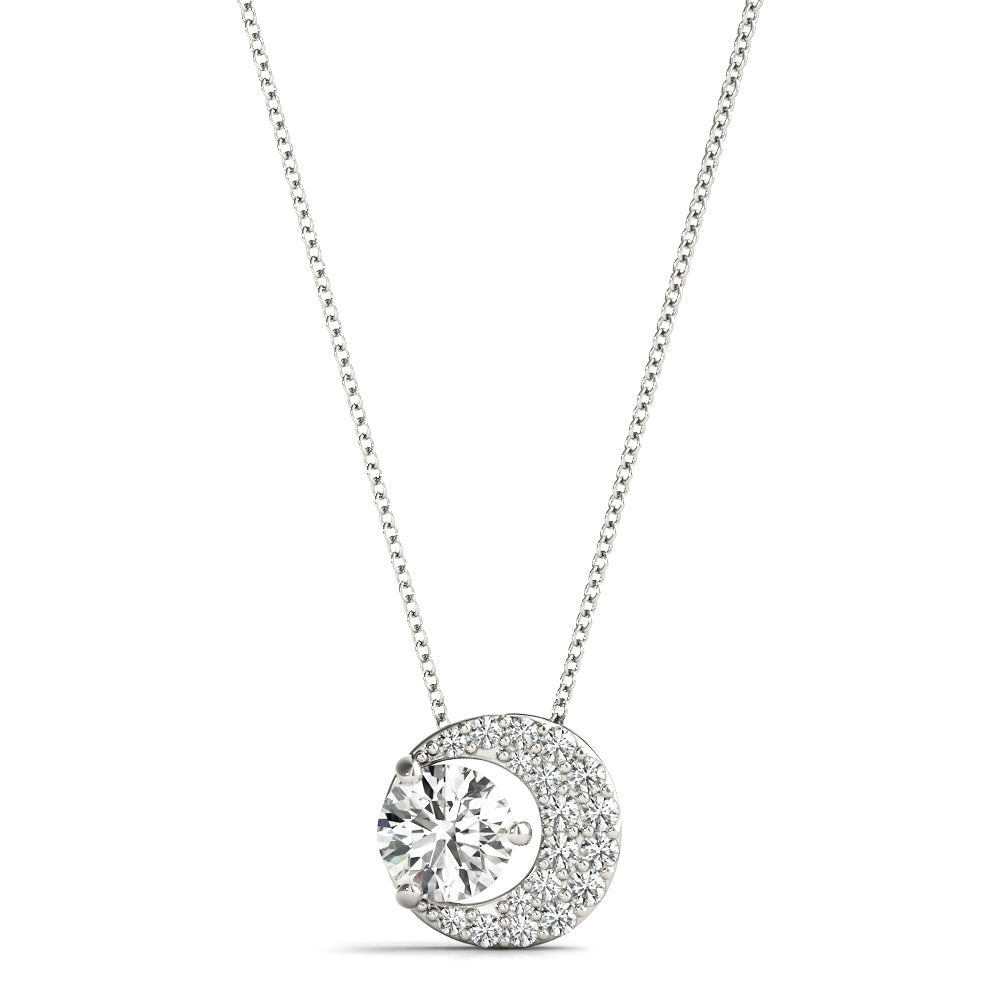 18K White Gold Round Diamond Cluster Pendant