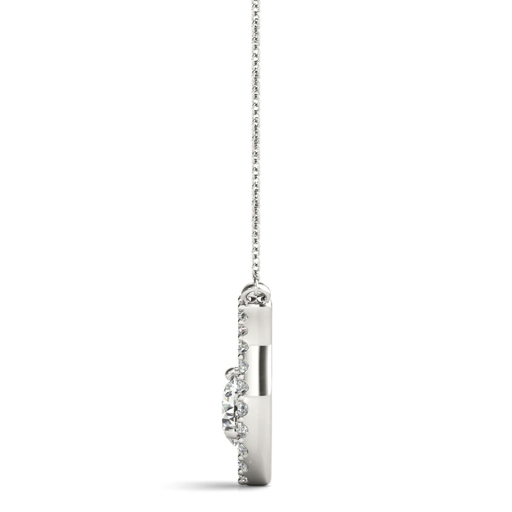 Platinum White Diamond Round Pendant