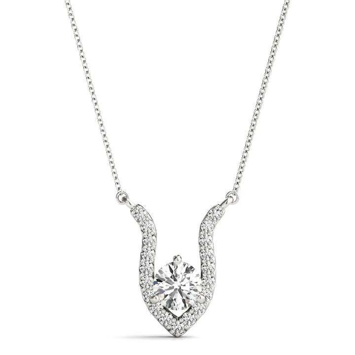 14K White Gold Multi-Diamond Round Pendant