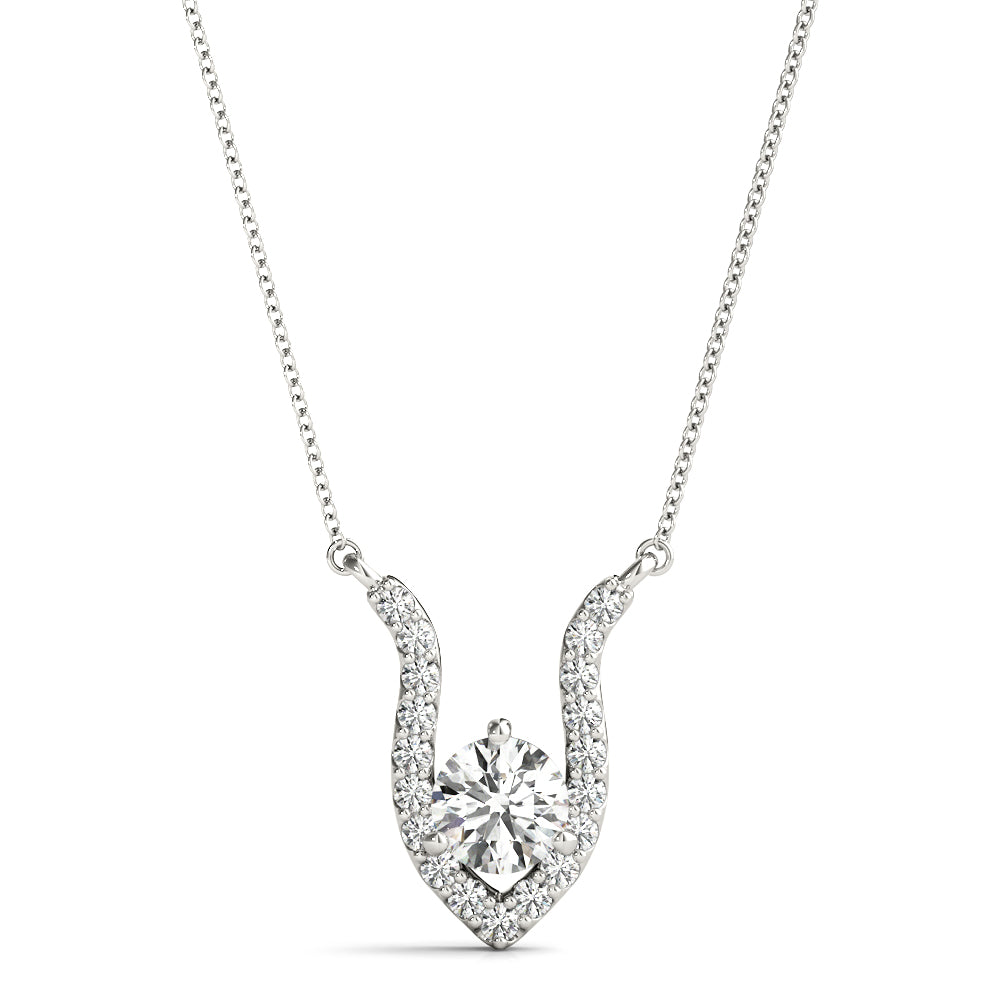 Platinum White Diamond Round Pendant