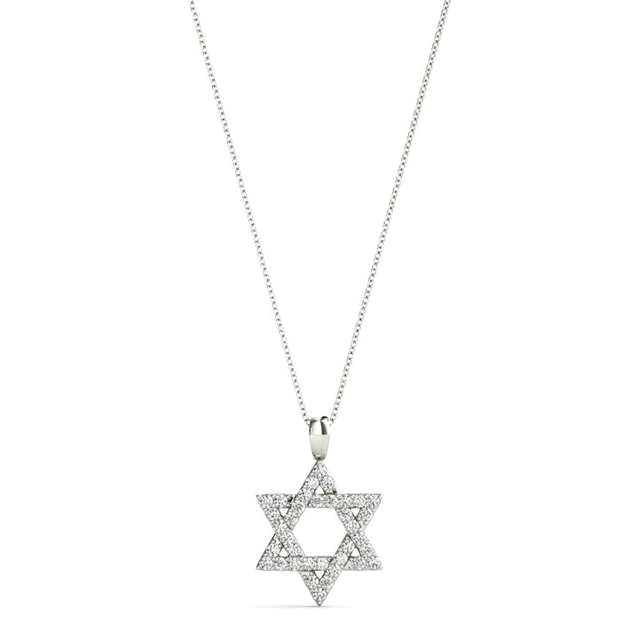 White Platinum Diamond Star of David Religious Pendant