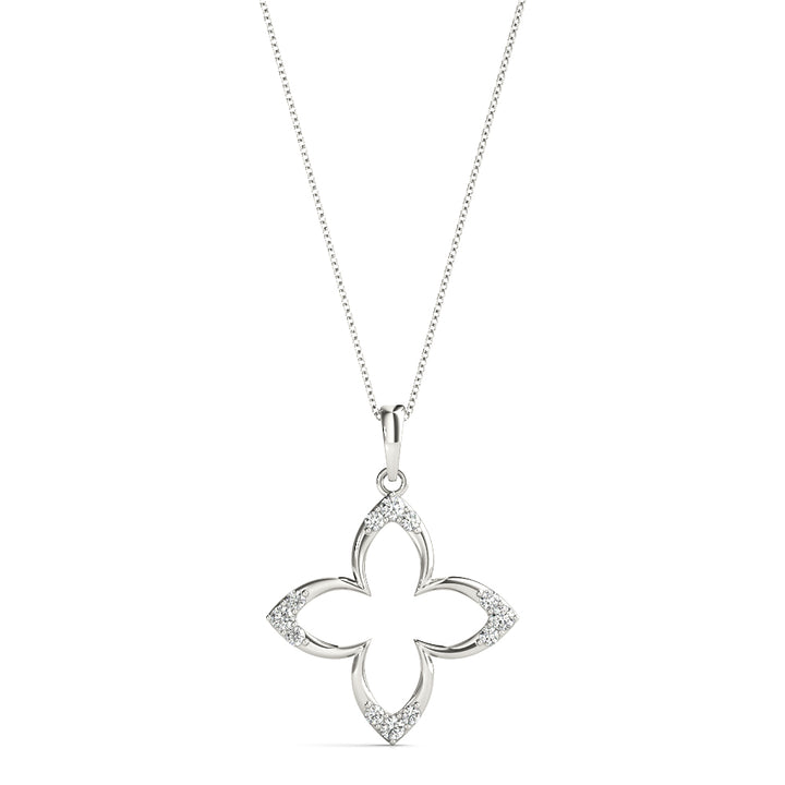 14K White Gold Diamond Geometric Pendant