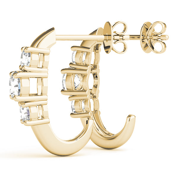 18K Yellow Gold Lab Diamond 3-Stone Earrings