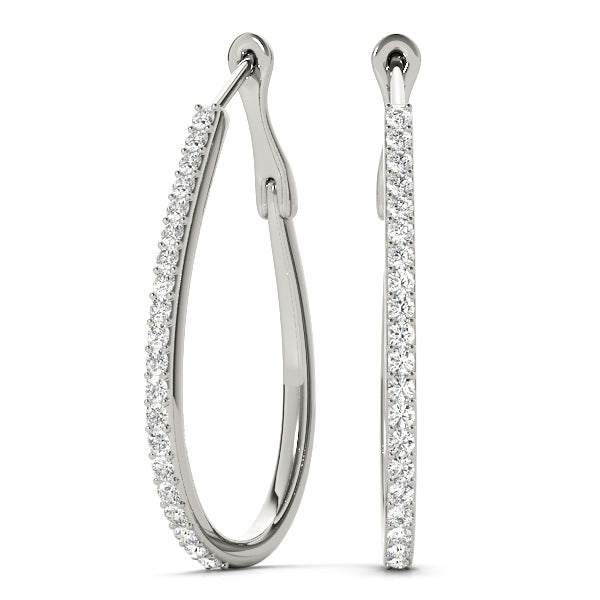 14K White Gold Lab Diamond Hoop Earrings