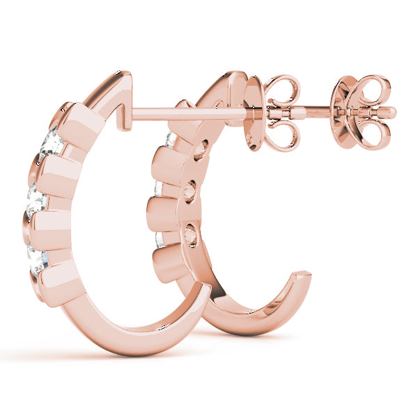 18K Rose Gold Lab Diamond 3-Stone Earrings