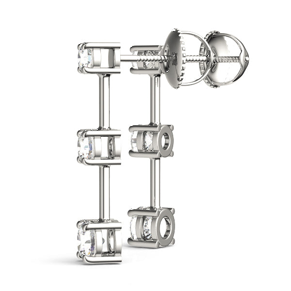 18K White Gold Lab Diamond Trio Stud Earrings