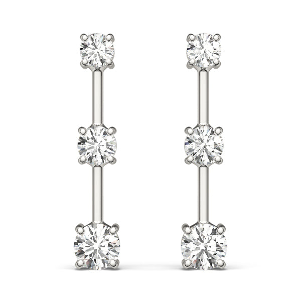 14K White Gold Lab Diamond 3-Stone Earrings