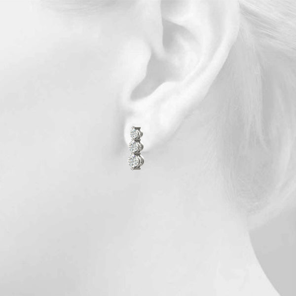 1/2 ct tw Lab Diamond Earrings 3 Stone