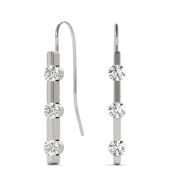 14K White Gold Lab Diamond 3-Stone Earrings