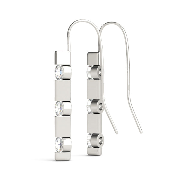 White 18K Gold Lab Diamond 3-Stone Earrings