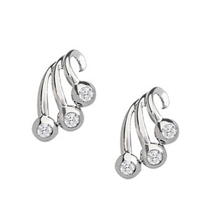 White Platinum 3-Stone Lab Diamond Earrings