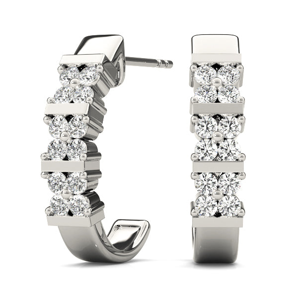 18K White Gold Lab Diamond J-Hoop Earrings