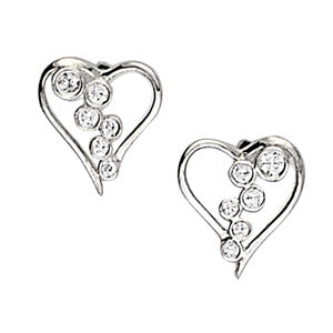 White Gold Lab Diamond Bubble Hearts Earrings