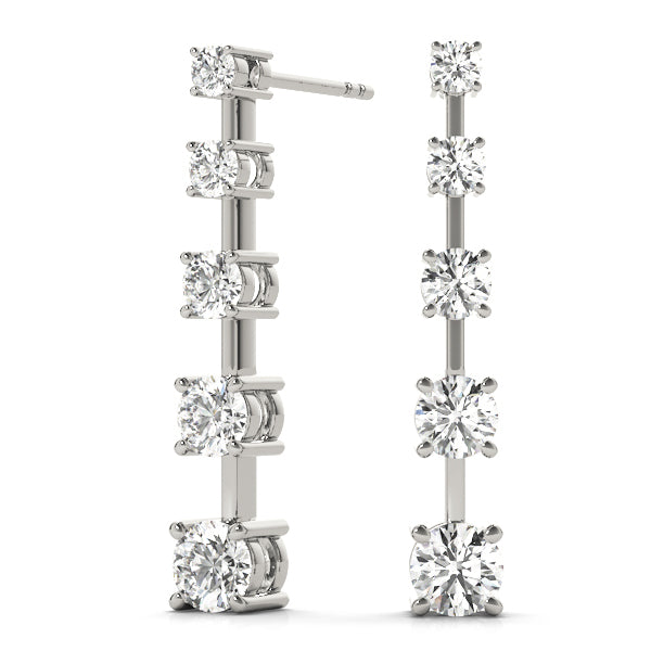 14K White Gold Lab Diamond Journey Earrings