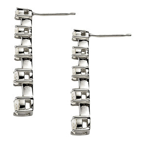 White Platinum Diamond Journey Stud Earrings